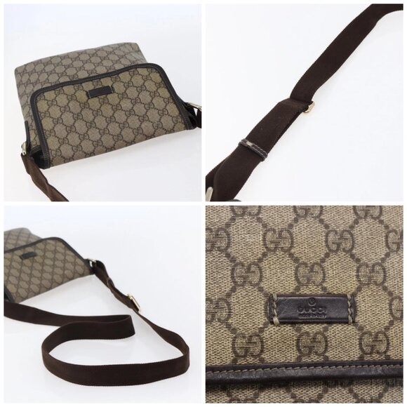 GUCCI GG Supreme Shoulder Bag PVC Leather Beige Gold 223666 Auth bs30094 - Picture 16 of 16